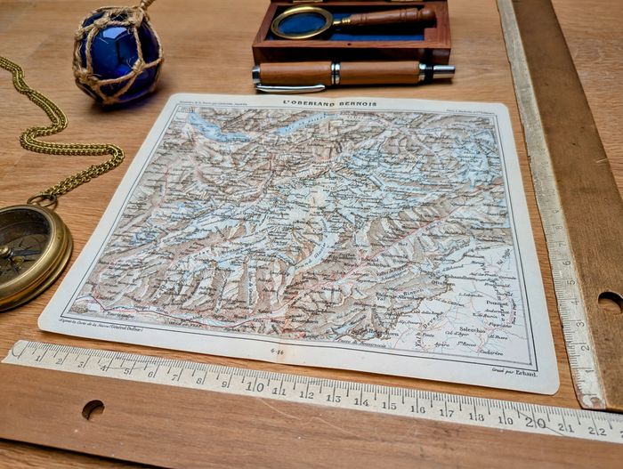 Imprimée en 1844, L'Oberland bernois, Suisse. Original Vintage Authentique. - photo numéro 4