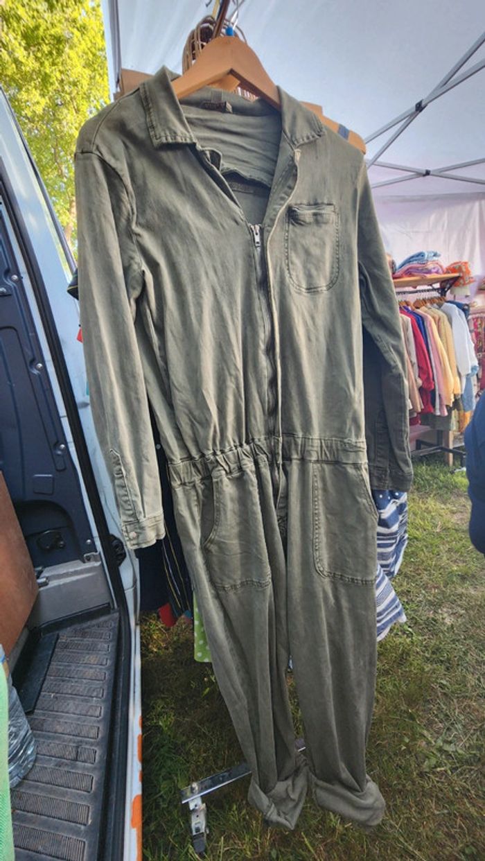 Superbe combi overall en coton kaki taille 38 - photo numéro 2