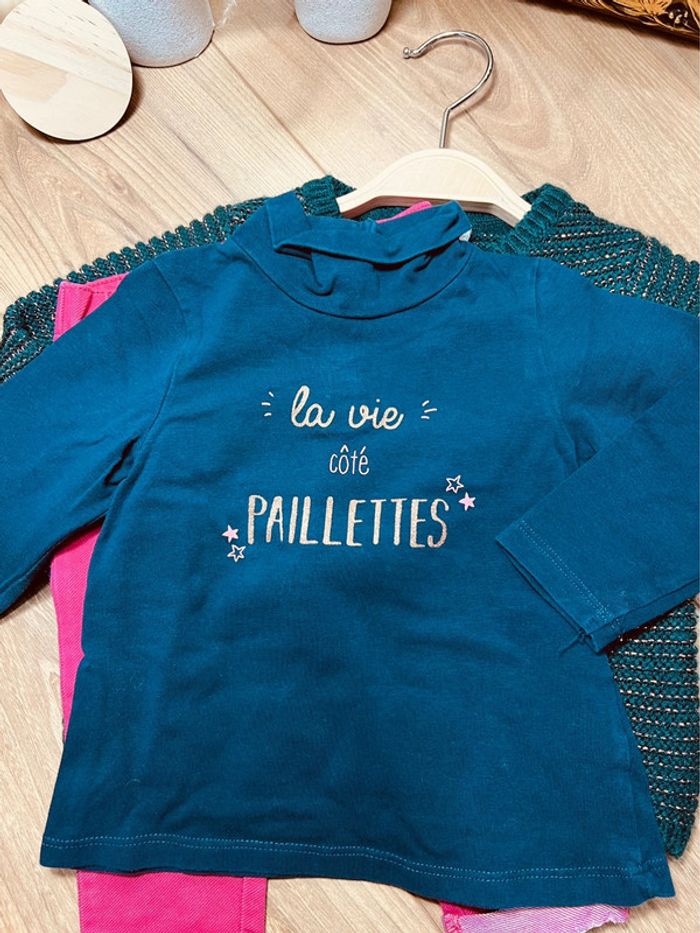 Taille 12 mois tenue 3p fille multimarque rose et bleu marine * fleurs * 🎀 - photo numéro 6