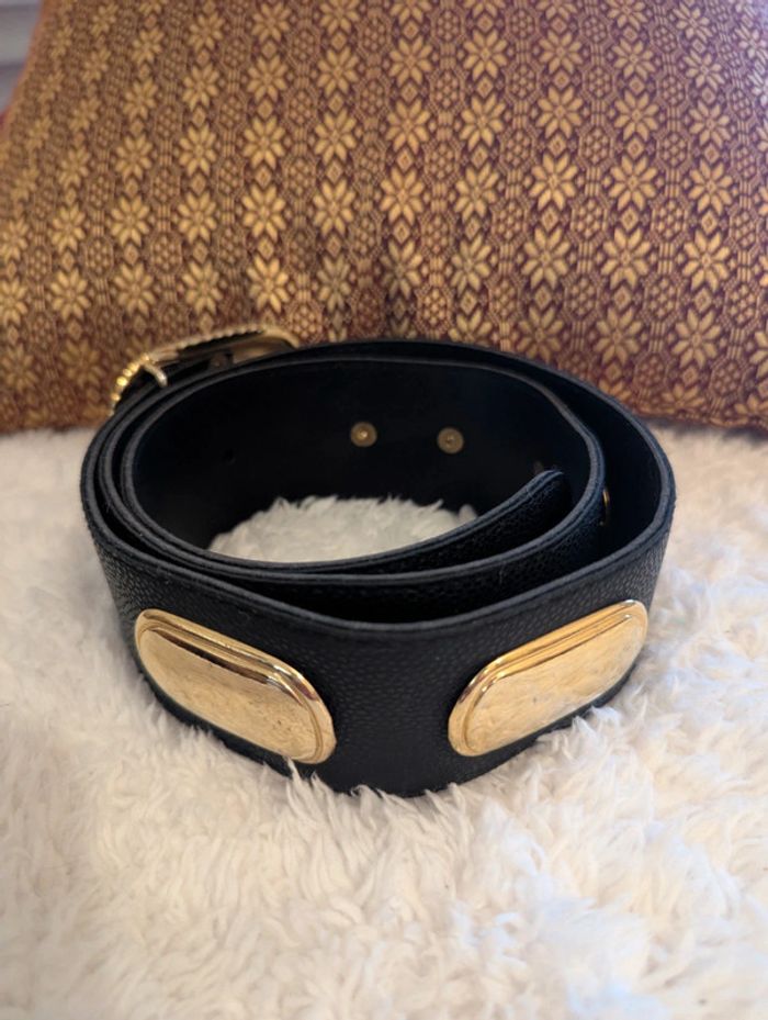 Ceinture large noire et dorée made in France - photo numéro 2