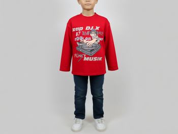 T shirt manches longues rouge imprimé 12-13 ans La Redoute Neuf