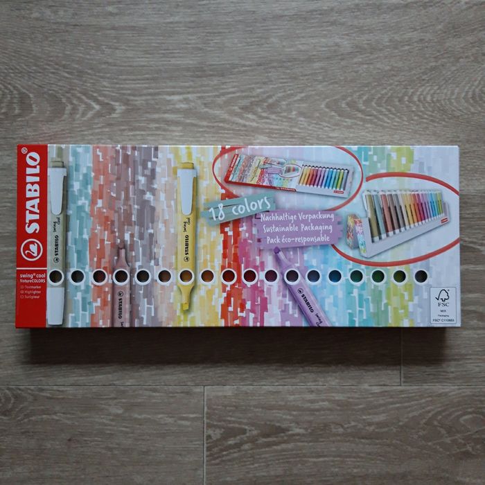 Lot de 18 surligneurs Swing Cool Pastel Stabilo + set de bureau NEUF