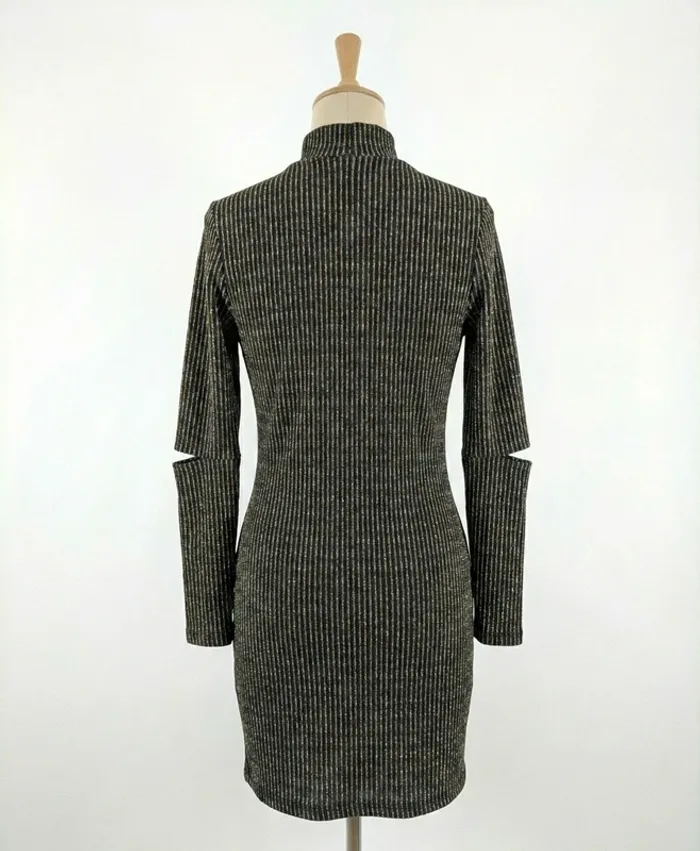 Robe moulante noire rayures dorées - H&M Divided 34 (XS) - photo numéro 2