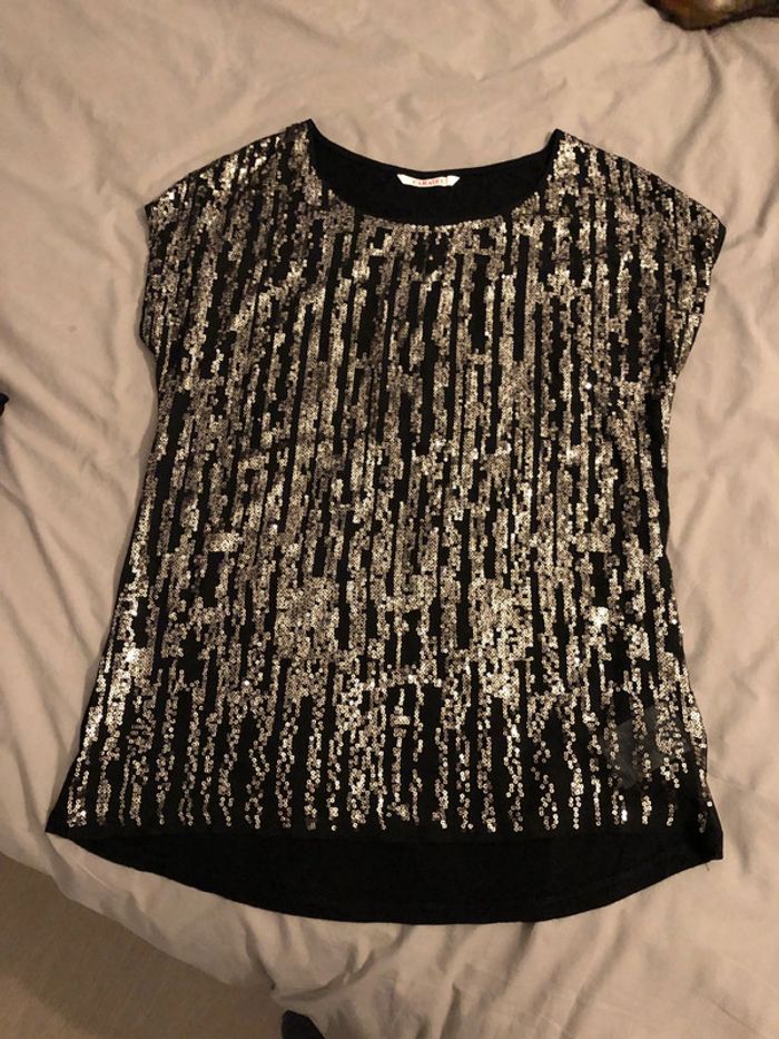 Haut Noir strass camaïeu
