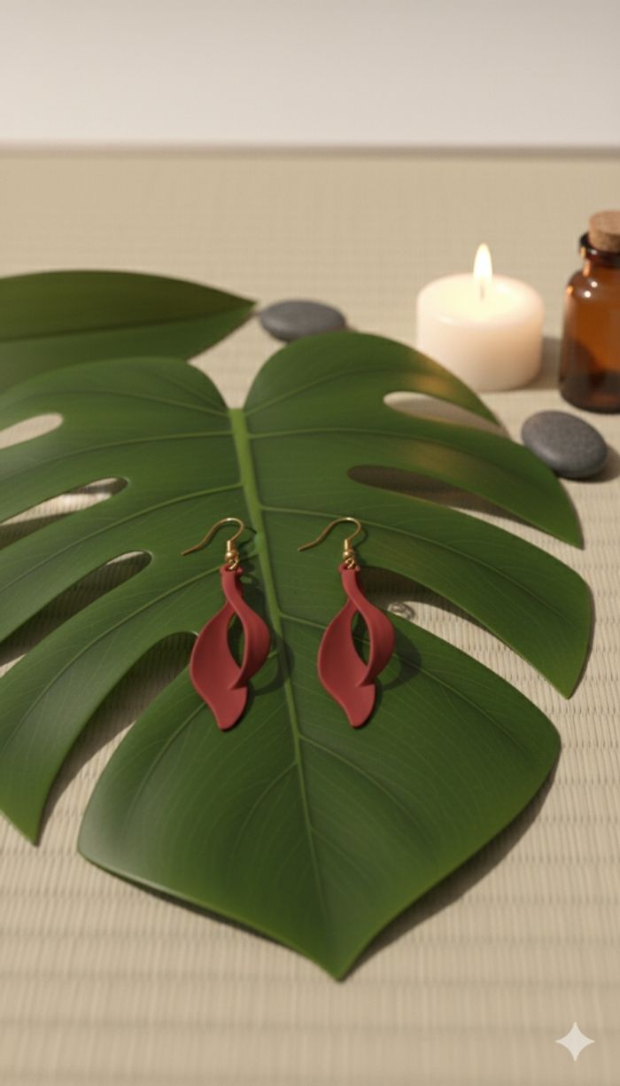 ​🌹💎pièce unique boucle d'oreille vague écarlate - photo numéro 3