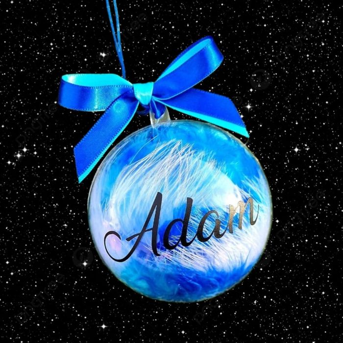 boule de noël personnalisée avec plumes