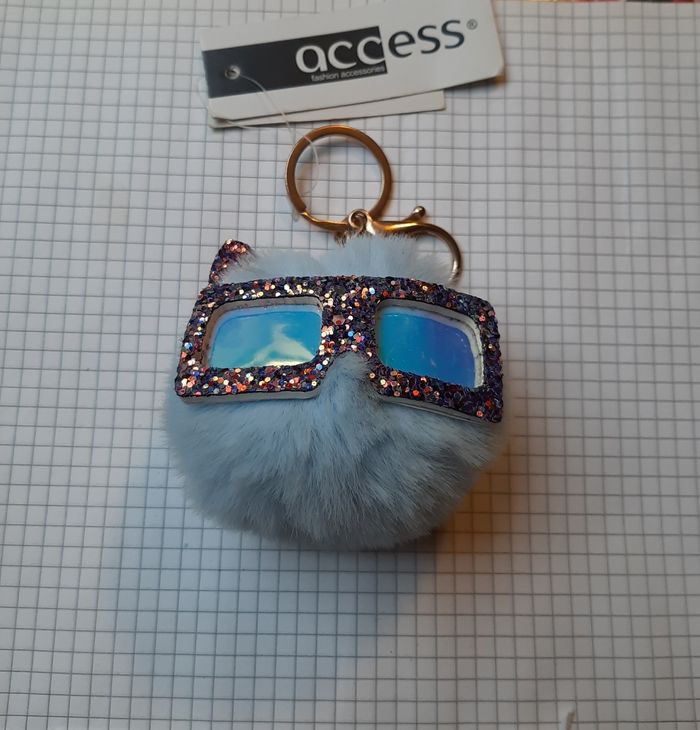 Porte-clés chat bleu