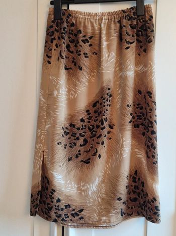 Jupe beige motifs léopard, 42, MC Couture