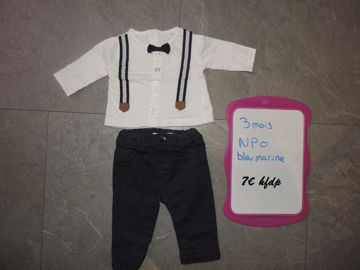 ensemble NPO taille 3 mois bleu marine