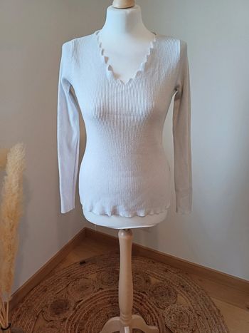 Sous-pull blanc côtelé taille S 36