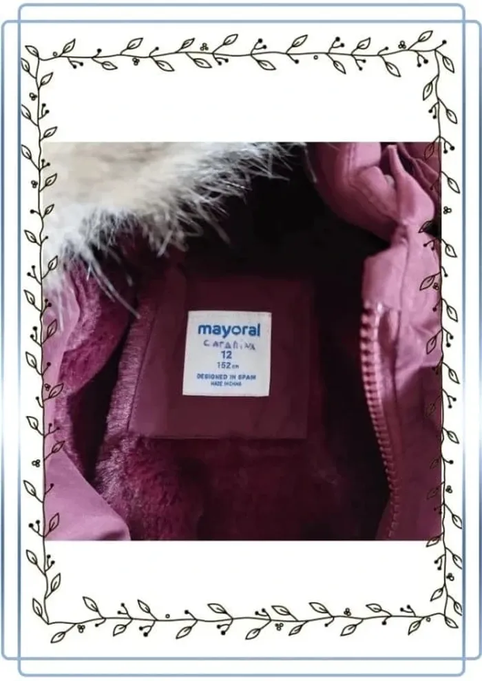 Manteau long chaud bordeaux Mayoral, taille 12 ans 152cm, très bon état - photo numéro 3