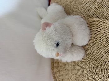 Peluche chat blanc noeud rose JEMINI