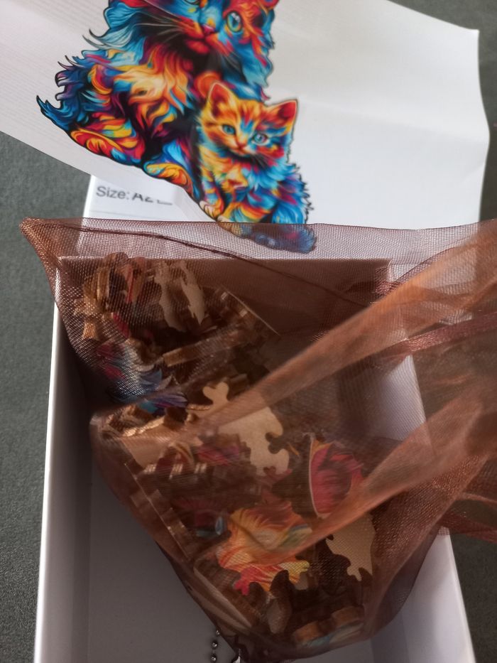 Puzzle bois forme Irrégulière chat format A4 adultes grands enfants - photo numéro 2