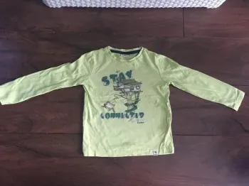 T-shirt manches longues garçon en coton vert clair GARCIA t104/110cm soit 4/5ans