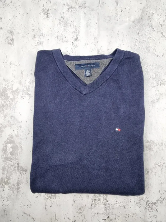Pull col V Tommy Hilfiger bleu, XL Hommes - photo numéro 2