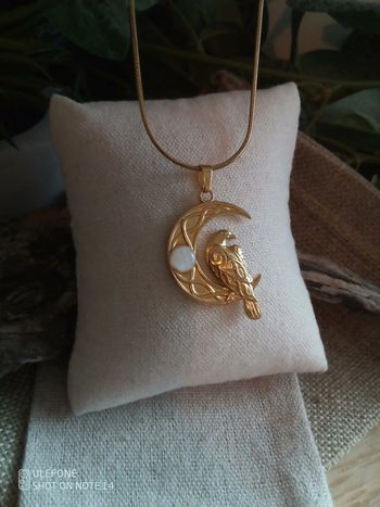Collier lune corbeau et pierre de lune