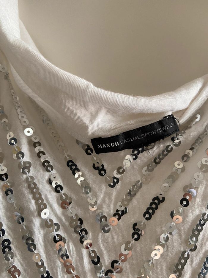 Tunique sequins robe tenue de plage mango blanche - photo numéro 4