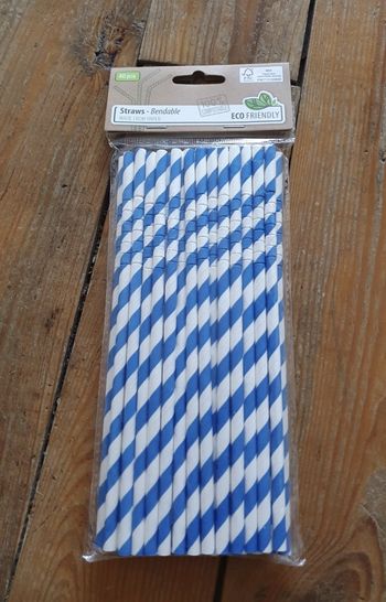 Paquet de 40 paille éco friendly bleu et blanches