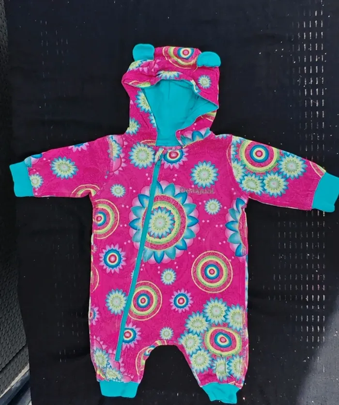 Combinaison style Desigual 👶 capuche à oreilles – 62cm Fille