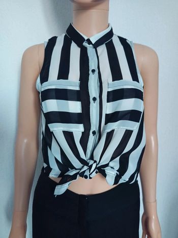 Chemisette noir et blanche à rayures XS H*185