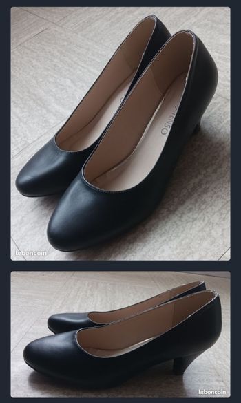 Escarpins, couleur noir, faux cuir