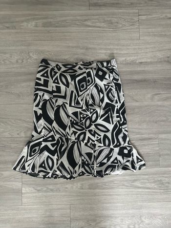 Jupe tulipe bariolée noire et blanche Christine Laure T46 3XL