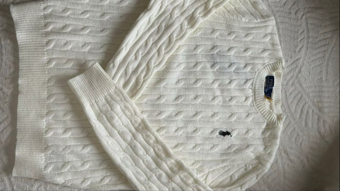 Pull Torsadé Ralph Lauren Blanc