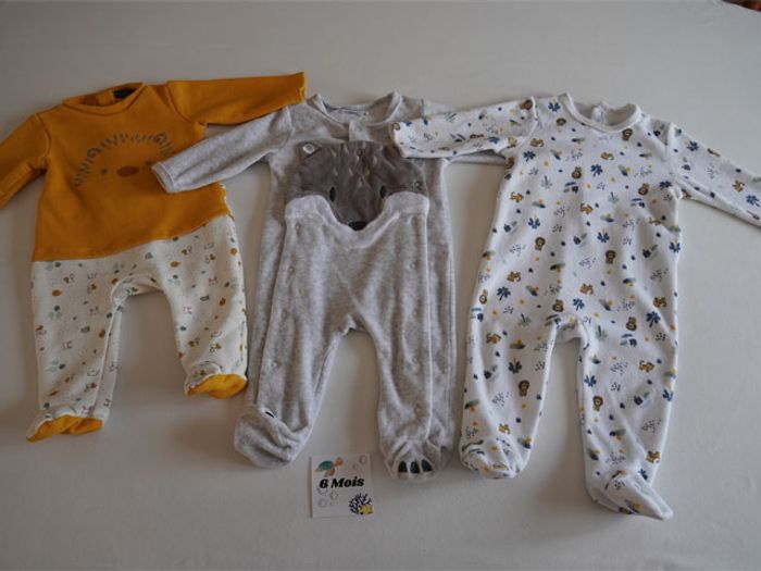 Lot n°3 de 3 Pyjamas sweat et velours (In Extenso, Gémo, Mes petits cailloux) en 6 mois