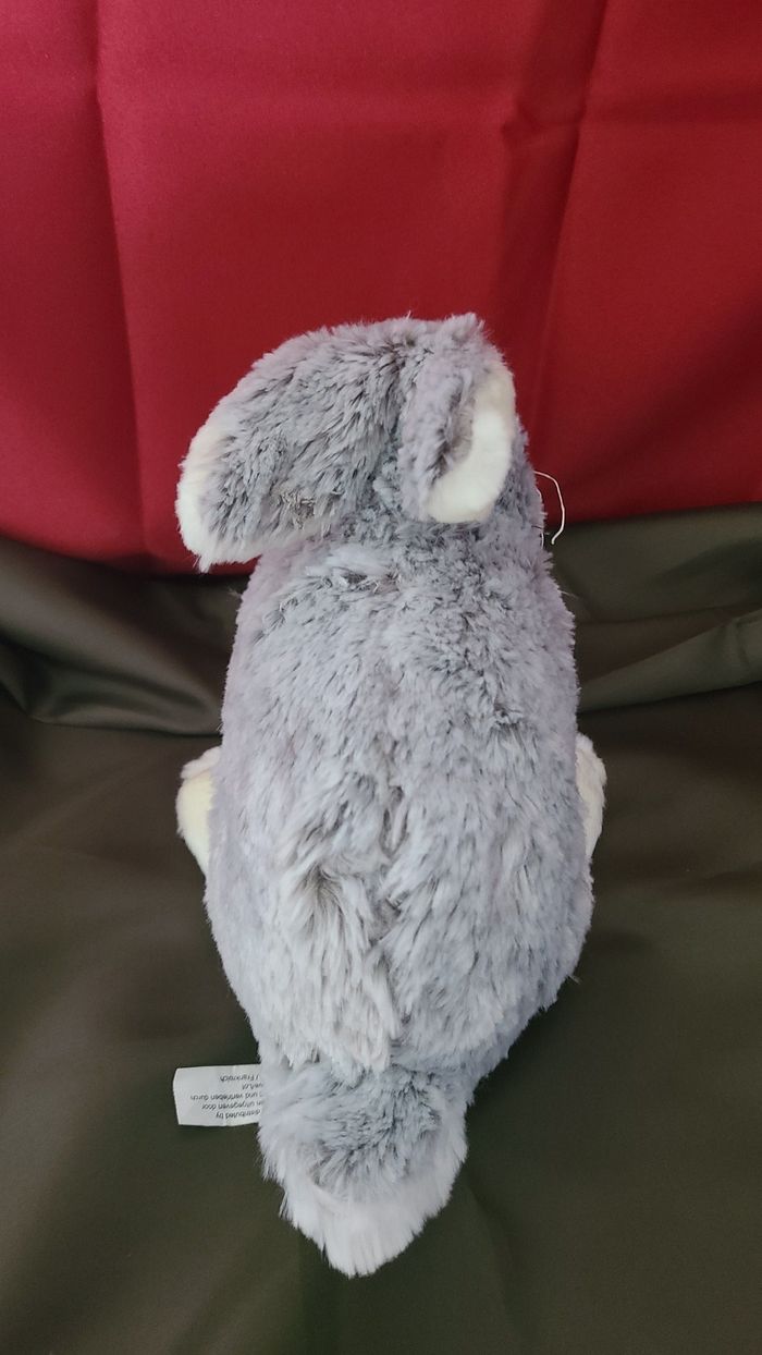 doudou peluche lapin nez marron gris blanc - photo numéro 6