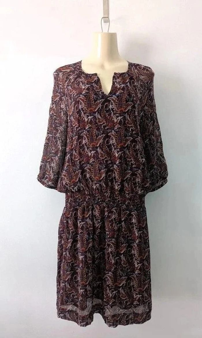 Robe en viscose et soie manches 3/4 - Caroll - taille 38