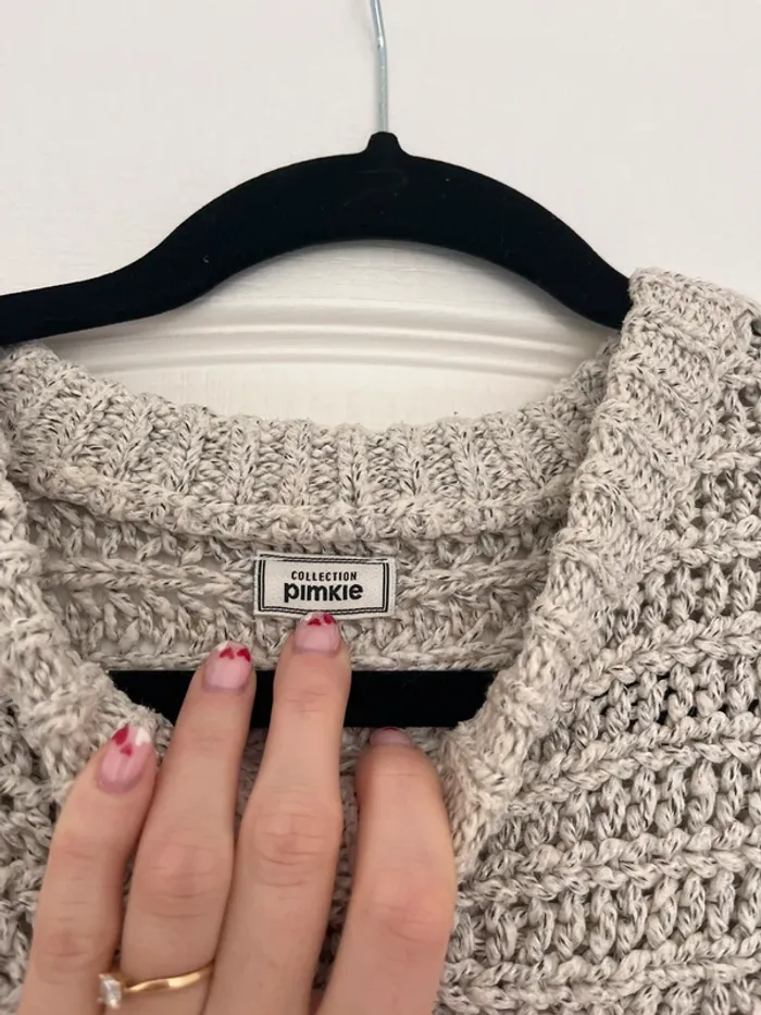 Pull en maille beige - photo numéro 4