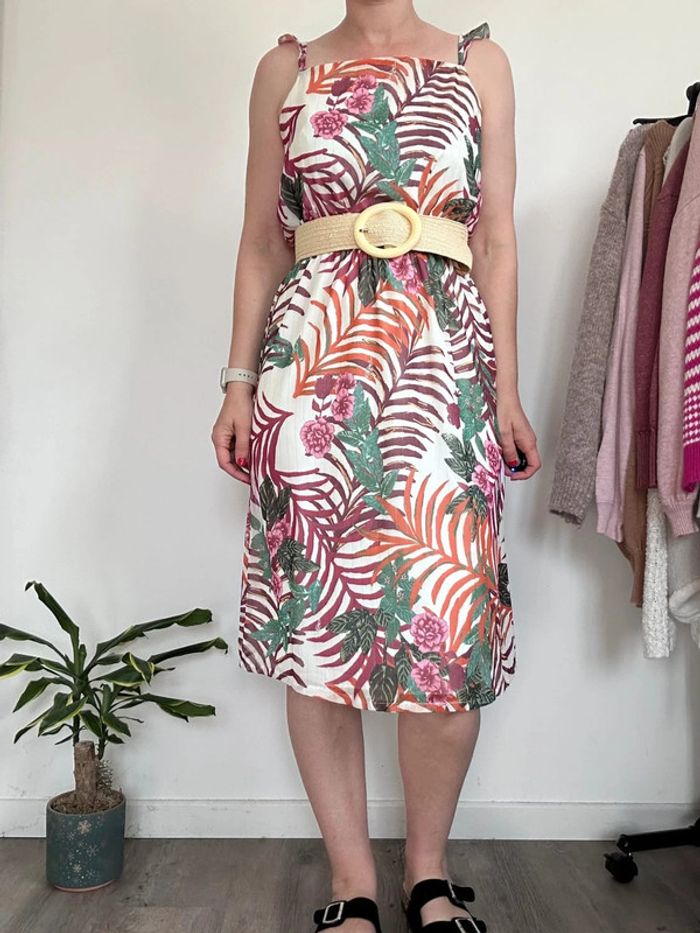 Gémo Robe été tropical rose, vert et blanc – Taille 38 – Très bon état - photo numéro 3