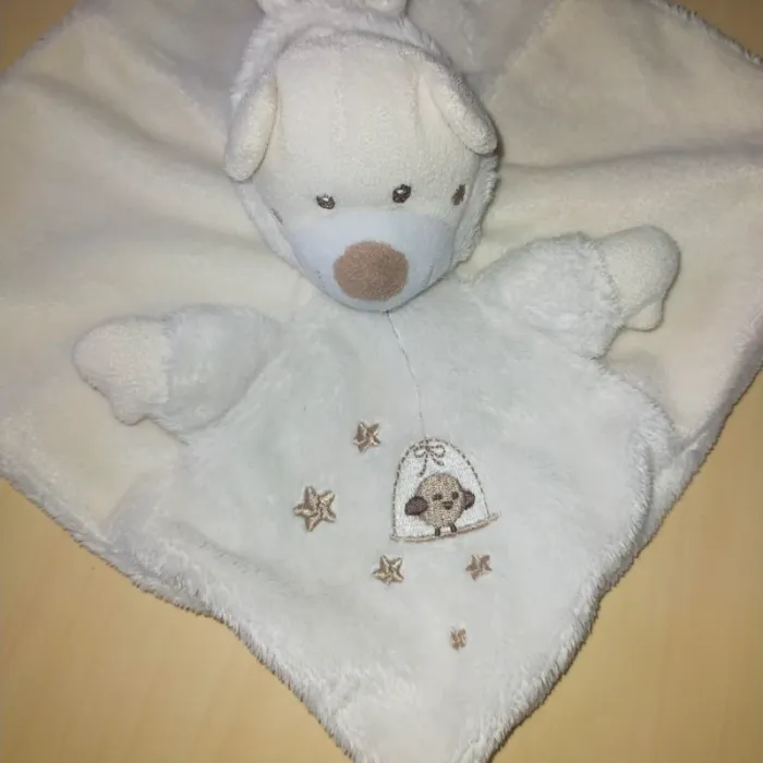 Doudou ours déguisé en lapin carré plat blanc écru- cage d'oiseau - Simba - photo numéro 2