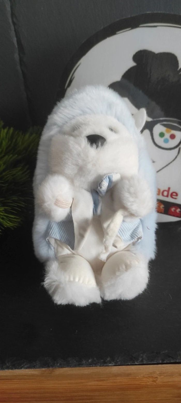 doudou herisson blanc bleu tartine et chocolat gilet rayé rayure - photo numéro 2