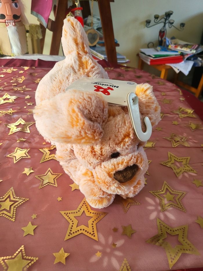 Peluche chien 🐕 velours orange clair ni - photo numéro 2
