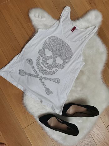 T_shirt débardeur Tête de mort en strass Taille 38