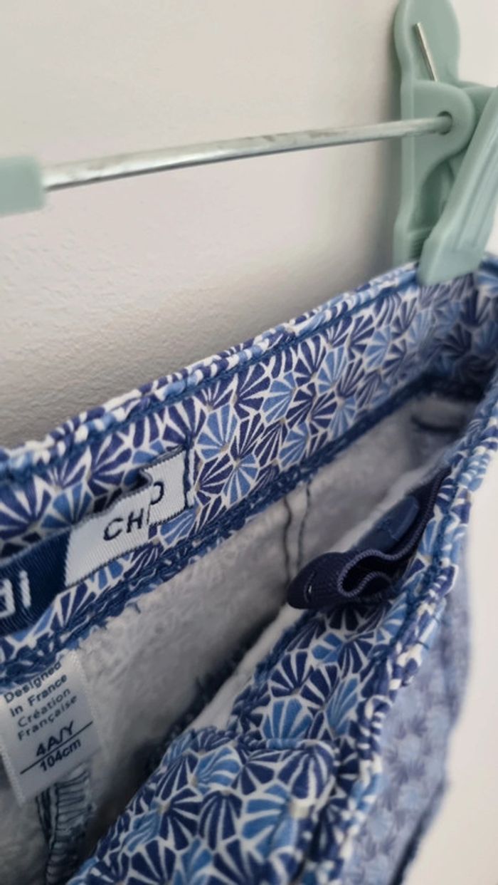 Short bleu okaidi chino taille 4ans neuf ceinture ajustable - photo numéro 6