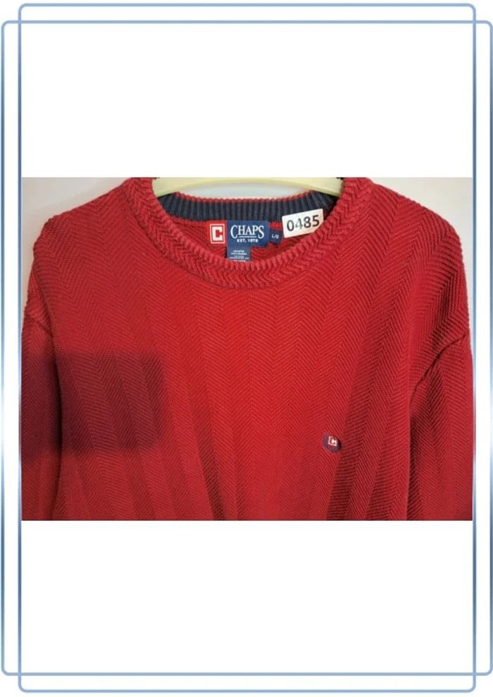 Pull / crewneck chaps by Ralph Lauren vintage rouge - taille XL / homme - col rond (117) - photo numéro 2