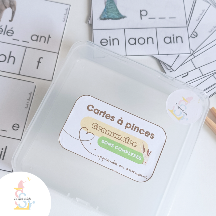 Cartes éducatives (à pinces) : sons complexes + boîte de rangement offerte - photo numéro 2