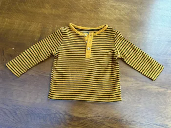 T-shirt manche longue rayés jaune et noir kiabi 6 mois