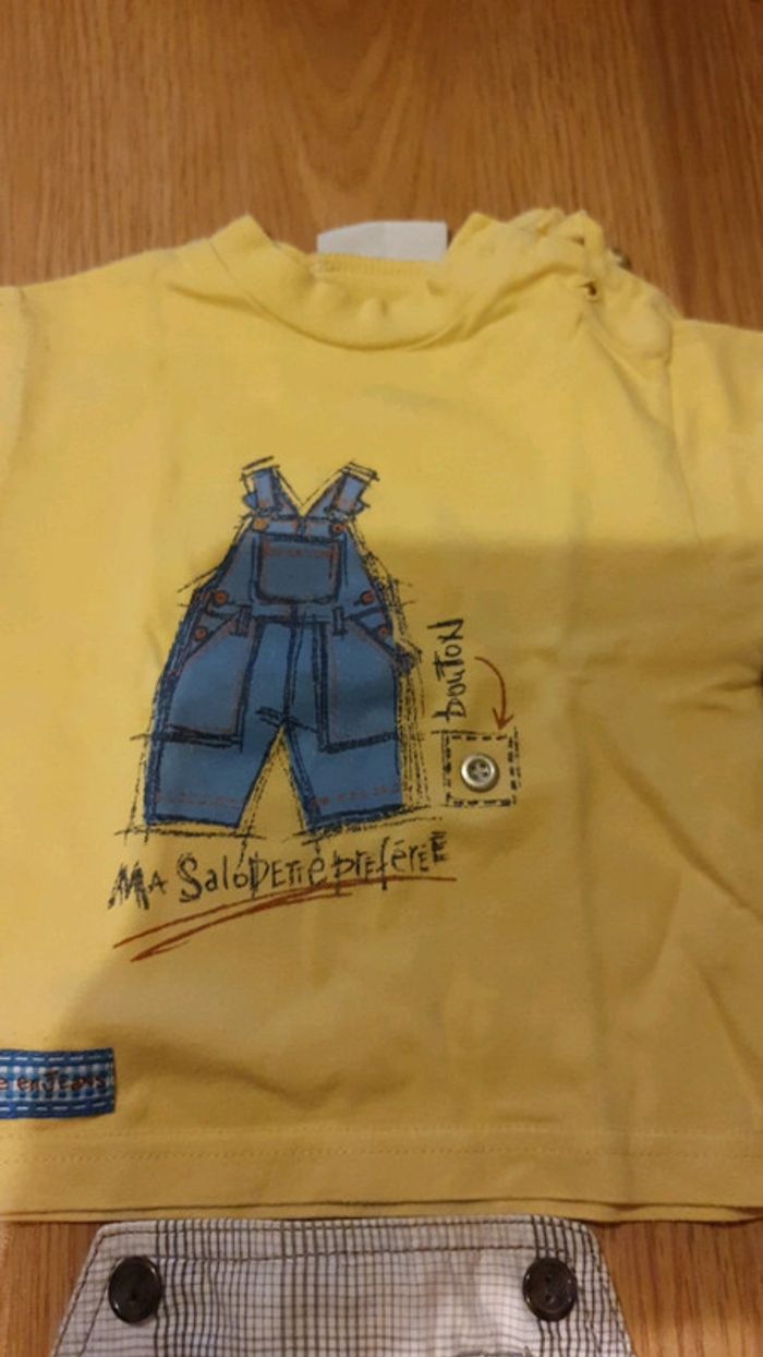 ensemble salopette et tee shirt jaune 6 mois - photo numéro 3