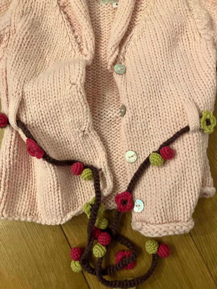 Gilet laine ceinture fleurs - photo numéro 2
