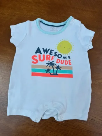 Combinaison short blanc été soleil primark 3-6 mois