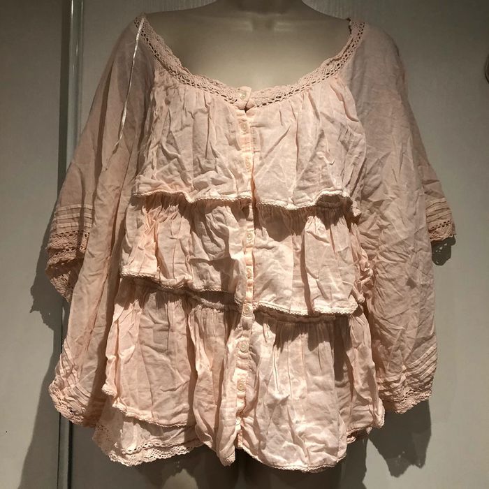 Blouse bohème rose à dentelle Naf-Naf taille  36