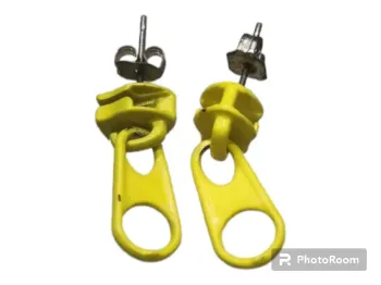 Boucles d'oreilles fermeture éclair jaune