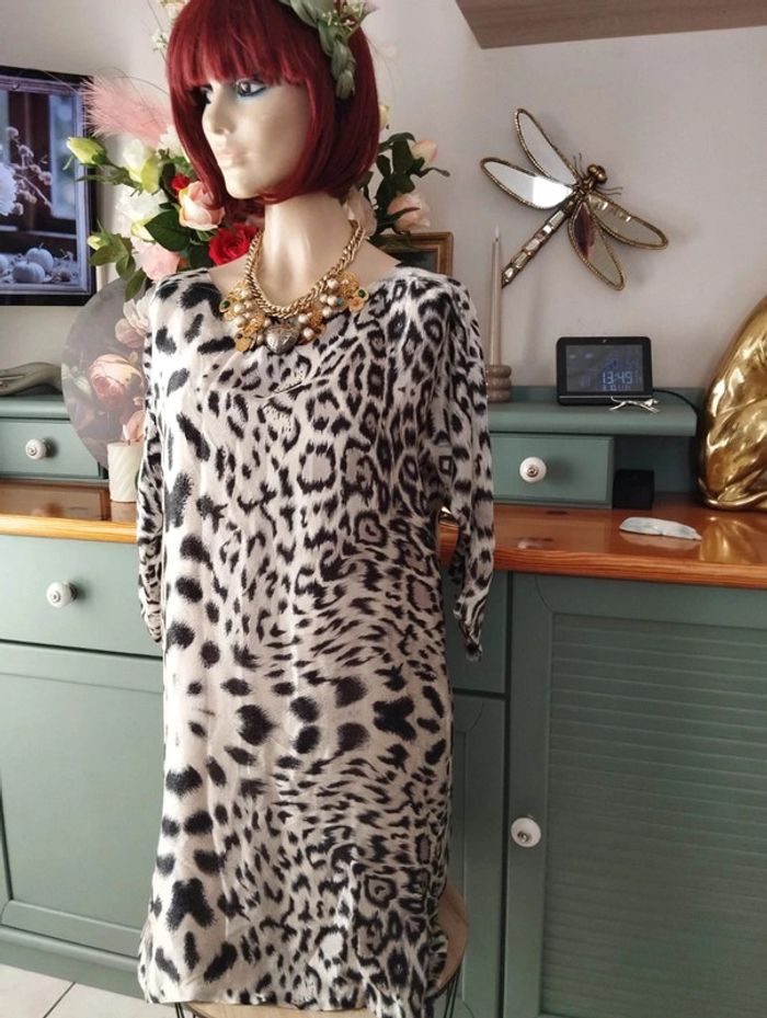 🐆Robe Légère Satin Imprimé Léopard Zara T36/38🐆 - photo numéro 3