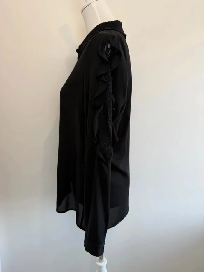 Magnifique chemise Karl Lagerfeld noir femme taille L neuf - photo numéro 6