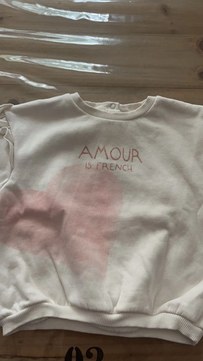 Sweat blanc et rose tape à l’œil 18 mois - photo numéro 2