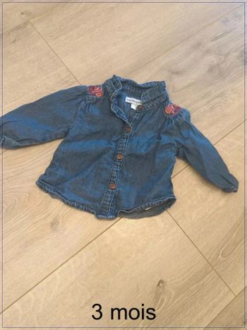 Chemise manches longues en jean 3 mois