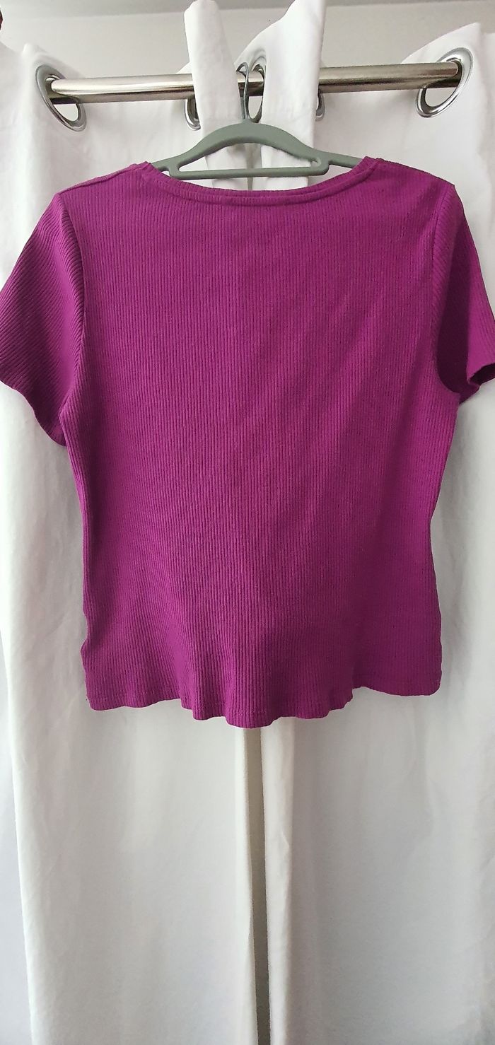 T-shirt manches courtes côtelé nœud - photo numéro 2